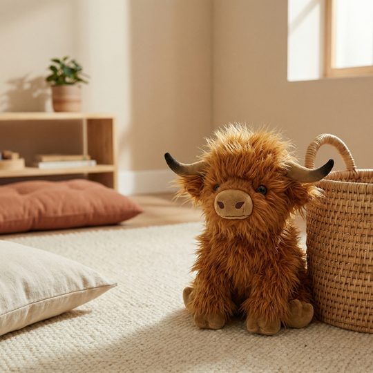 CuddleCalm Cow Plush Toy – Clean Baby Comfort Companion