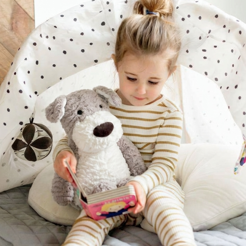CuddlePup Sitting Schnauzer Plush Toy — Cozy Comfort Companion