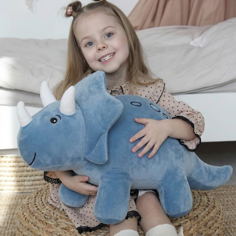 CuddleHorn Triceratops Plush Toy — Clean Modern for Kids