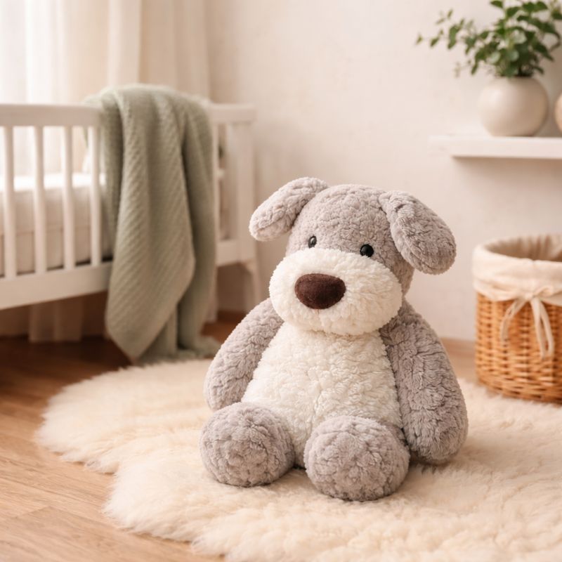 CuddlePup Sitting Schnauzer Plush Toy — Cozy Comfort Companion